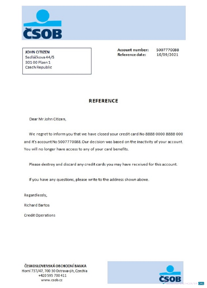 Download Czech Republic CSOB closure reference Photoshop template